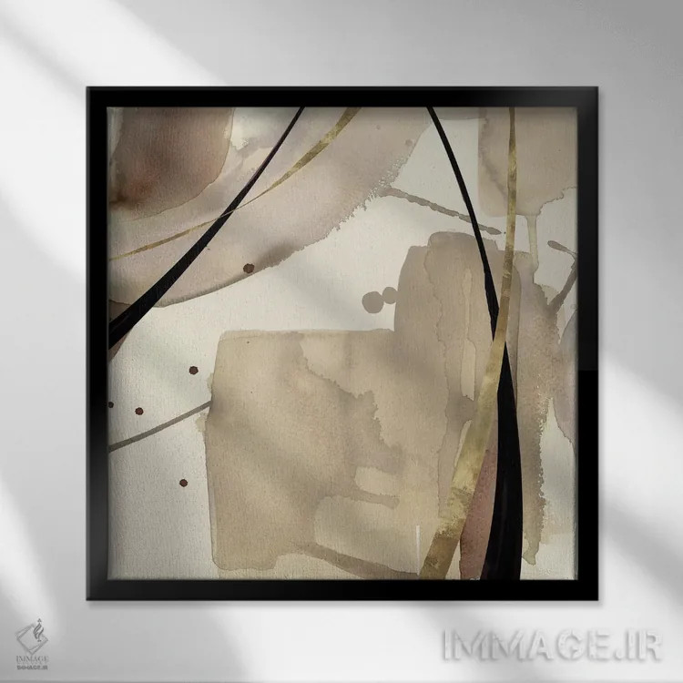 تابلو نجوای خاکی کمرنگ I اثر جیکوب کیو - نمای قابدار مشکی