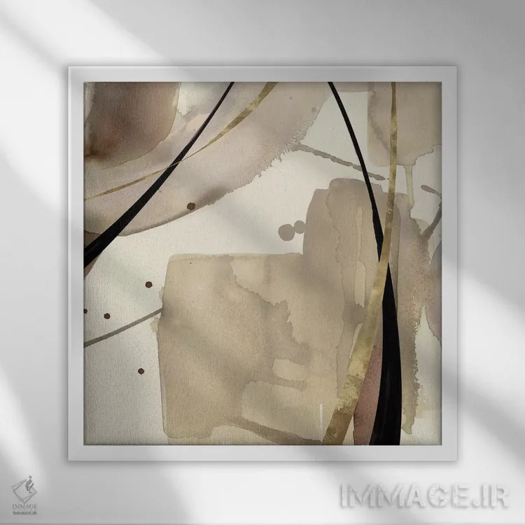 تابلو نجوای خاکی کمرنگ I اثر جیکوب کیو - نمای قابدار سفید