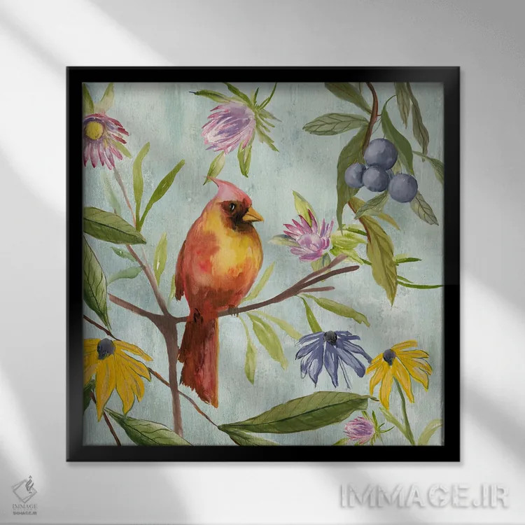 تابلو پرنده بینظیر مناطق گرمسیری II اثر جیکوب کیو - نمای قابدار مشکی