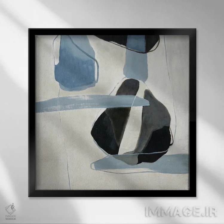 تابلو گذر تعامل آبی II اثر جیکوب کیو - نمای قابدار مشکی