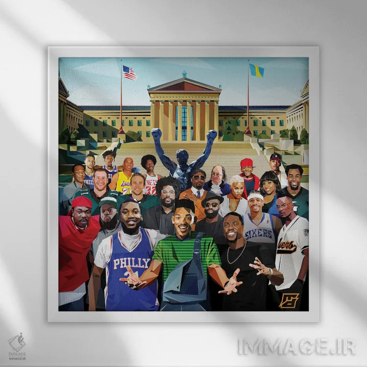 تابلو خانواده فیلادلفیا I اثر مایکل جرماین داوتی - نمای قابدار سفید