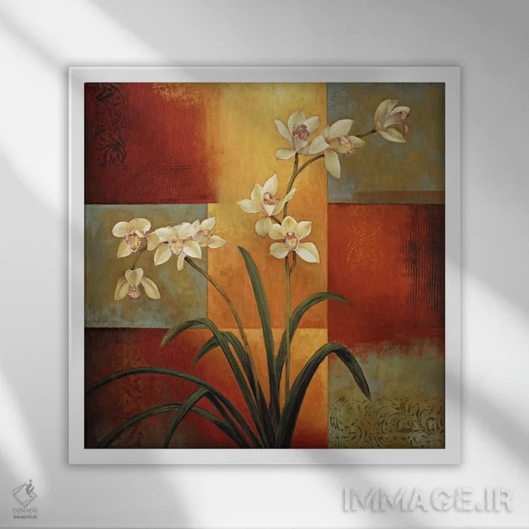 تابلو ارکیده سفید اثر جیل دوورو - نمای قابدار سفید