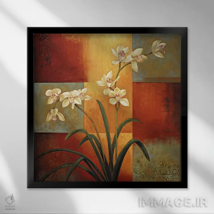 تابلو ارکیده سفید اثر جیل دوورو - نمای قابدار مشکی