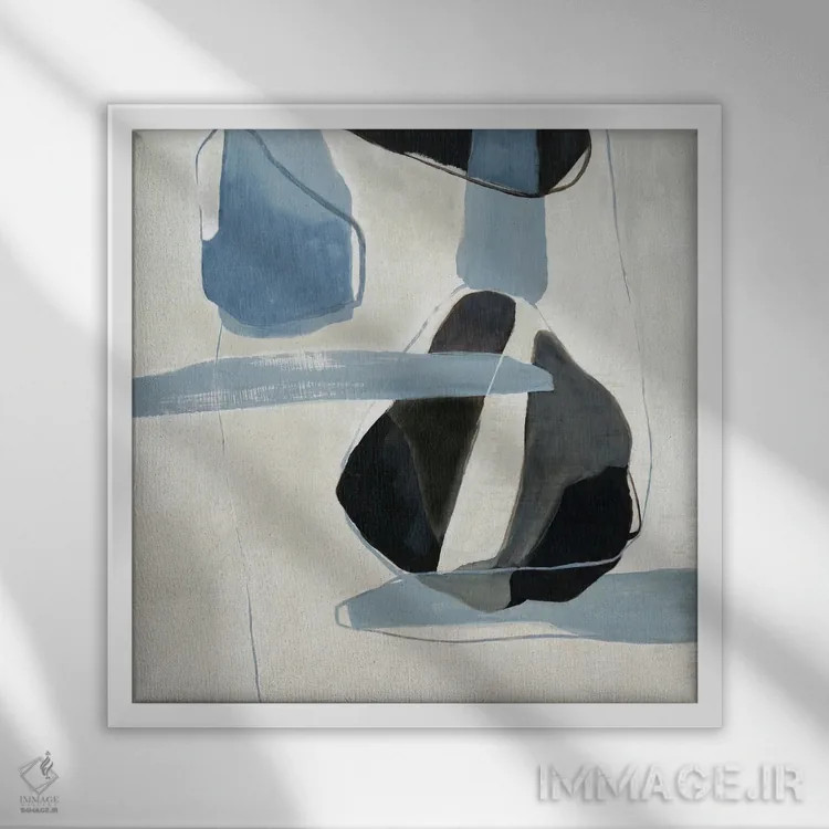 تابلو گذر تعامل آبی II اثر جیکوب کیو - نمای قابدار سفید