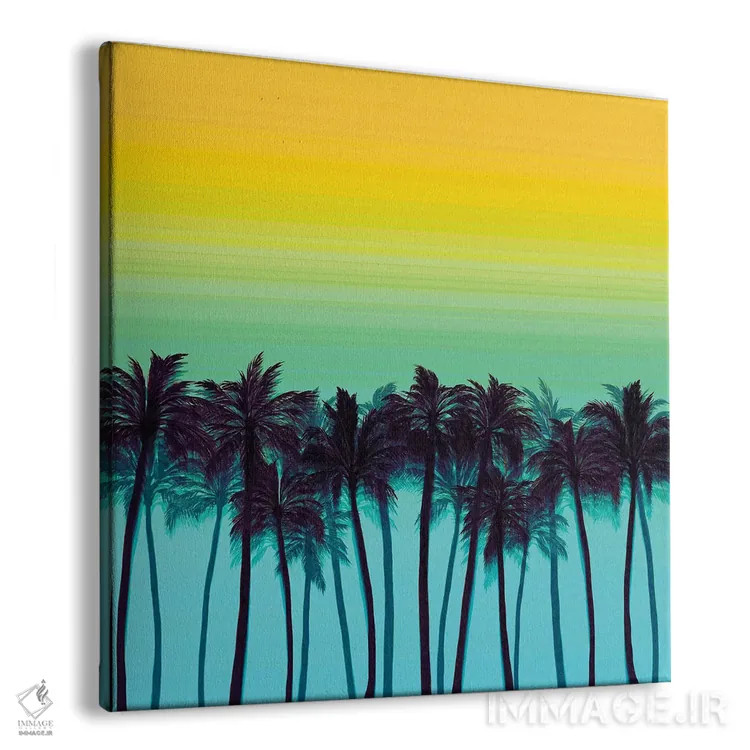 تابلو درختان نخل ساحلی ۱ (پررنگ) اثر جولیا دیسانو - نمای پرسپکتیو محصول