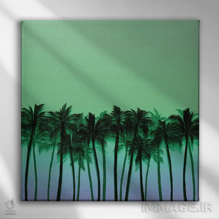 تابلو درختان نخل ساحلی ۷ (پررنگ) اثر جولیا دیسانو - نمای روبهرو روی دیوار