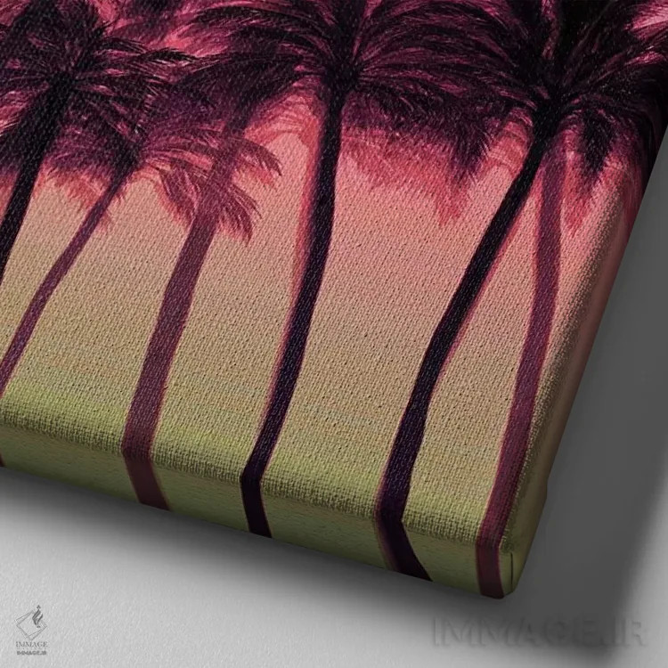 تابلو درختان نخل ساحلی ۵ (پررنگ) اثر جولیا دیسانو - نمای نزدیک بافت بوم