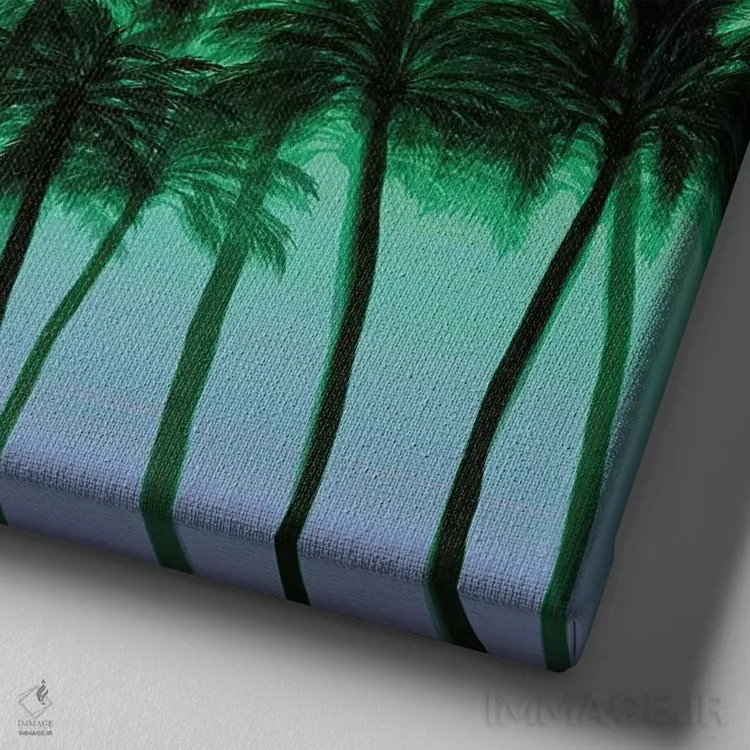 تابلو درختان نخل ساحلی ۷ (پررنگ) اثر جولیا دیسانو - نمای نزدیک بافت بوم