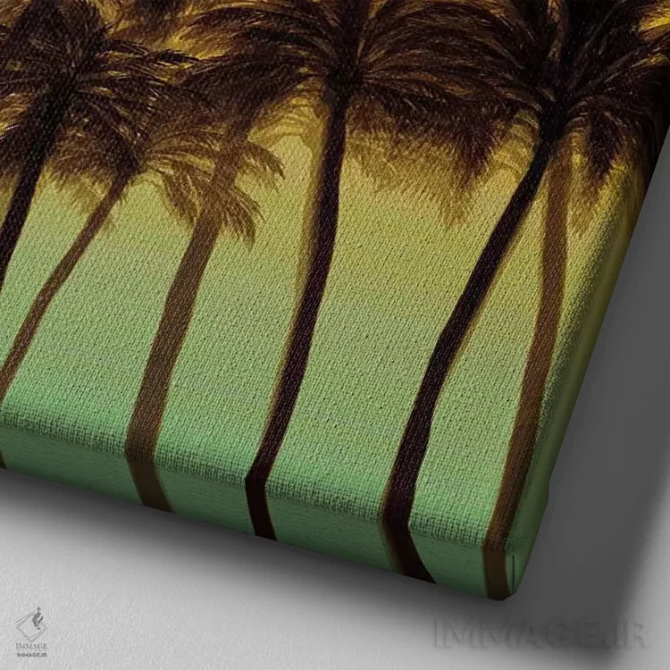 تابلو درختان نخل ساحلی ۴ (پررنگ) اثر جولیا دیسانو - نمای نزدیک بافت بوم