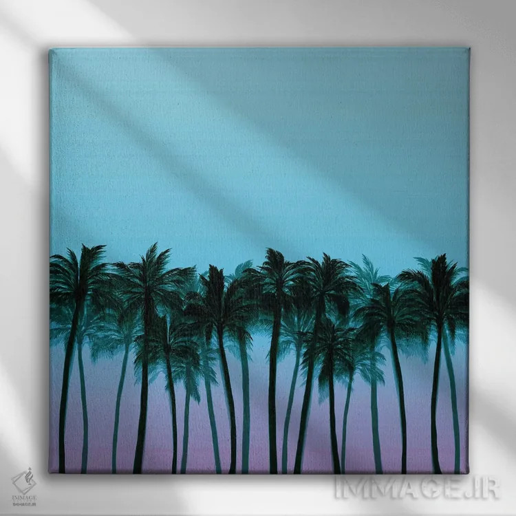 تابلو درختان نخل ساحلی ۸ (پررنگ) اثر جولیا دیسانو - نمای روبهرو روی دیوار
