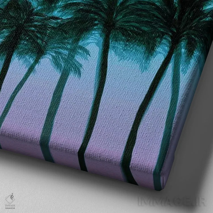 تابلو درختان نخل ساحلی ۸ (پررنگ) اثر جولیا دیسانو - نمای نزدیک بافت بوم