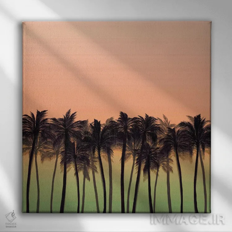 تابلو درختان نخل ساحلی ۹ (پررنگ) اثر جولیا دیسانو - نمای روبهرو روی دیوار