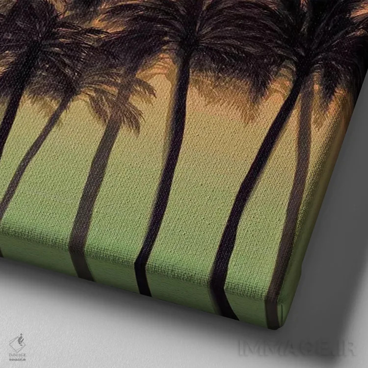 تابلو درختان نخل ساحلی ۹ (پررنگ) اثر جولیا دیسانو - نمای نزدیک بافت بوم