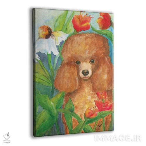 تابلو پودل باغی (نوع سگ) - نمای پرسپکتیو محصول