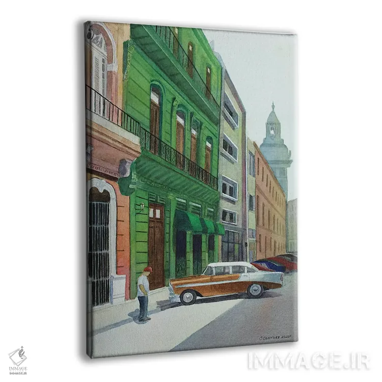 تابلو بل ایر در هاوانا (ماشین کلاسیک آمریکایی در کوبا) - نمای پرسپکتیو محصول