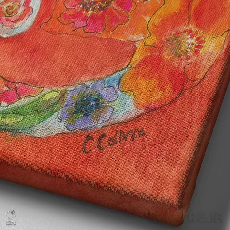 تابلو گربهٔ فِلور (گل) - نمای نزدیک بافت بوم