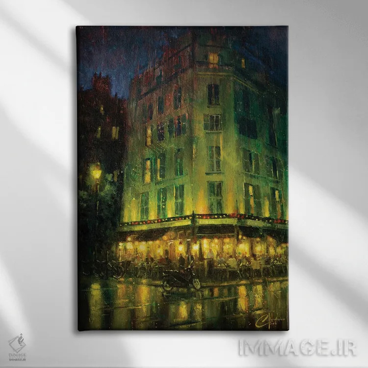 تابلو دکوراتیو Cafe Atmosphere,پاریس، حال و هوای کافه اثر کریستوفر کلارک - نمای روبهرو روی دیوار