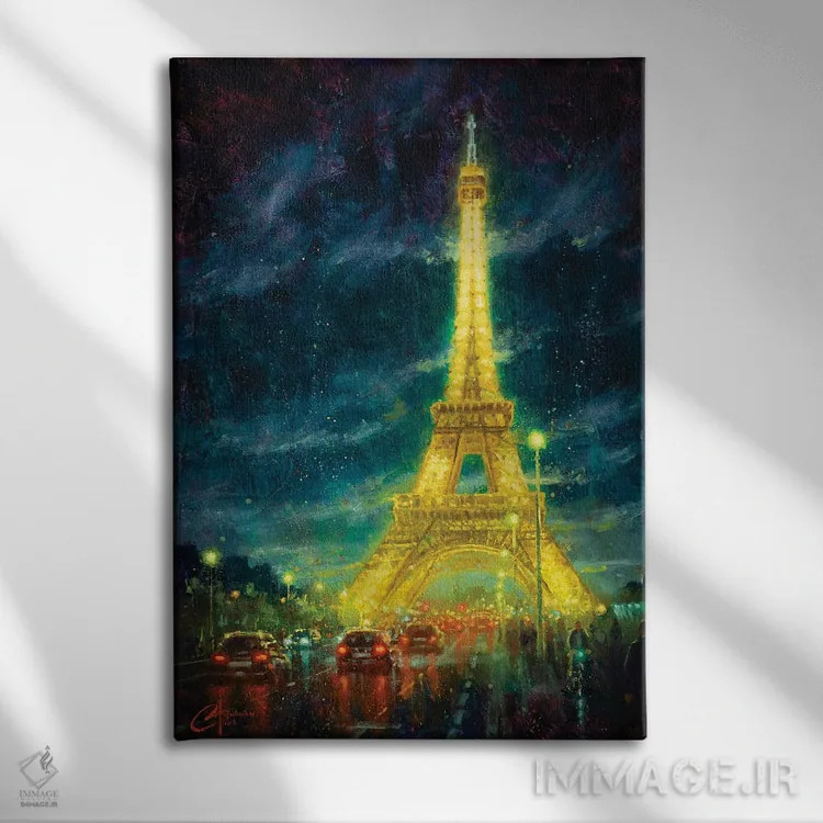 تابلو دکوراتیو Eiffel Tower Glow,پاریس، درخشش برج ایفل اثر کریستوفر کلارک - نمای روبهرو روی دیوار