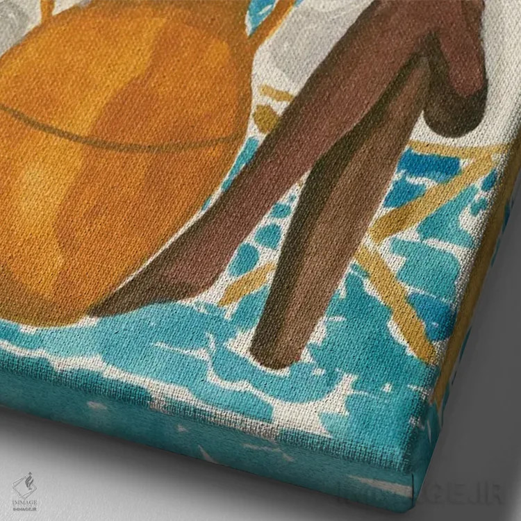 تابلو دکوراتیو تعطیلات مدیترانه ای اثر کارولین چسیا - نمای نزدیک بافت بوم