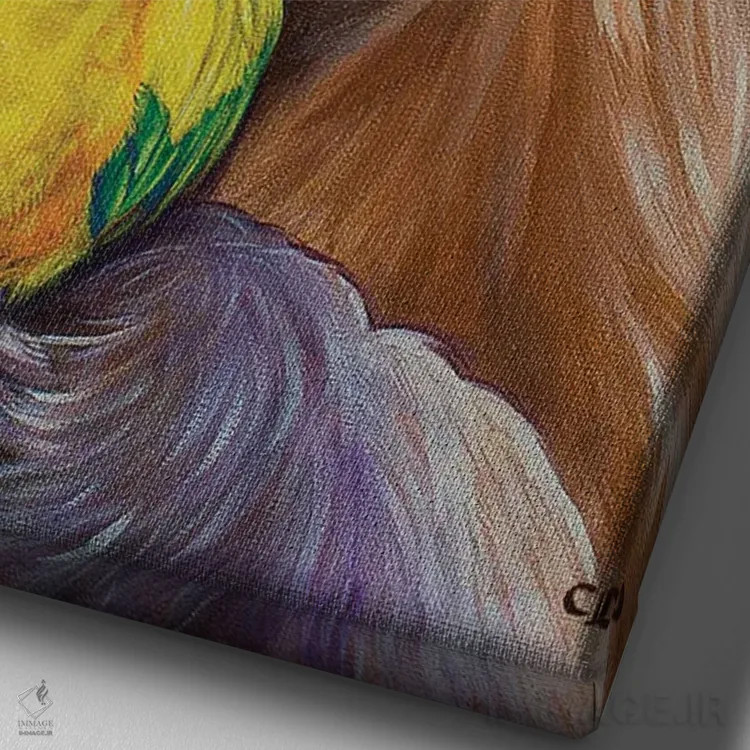 تابلو دکوراتیو سید تنبل اثر سیندی دودس - نمای نزدیک بافت بوم