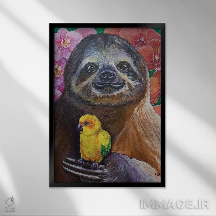 تابلو دکوراتیو سید تنبل اثر سیندی دودس - نمای قابدار مشکی