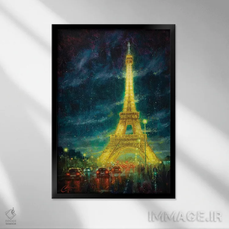 تابلو دکوراتیو Eiffel Tower Glow,پاریس، درخشش برج ایفل اثر کریستوفر کلارک - نمای قابدار مشکی