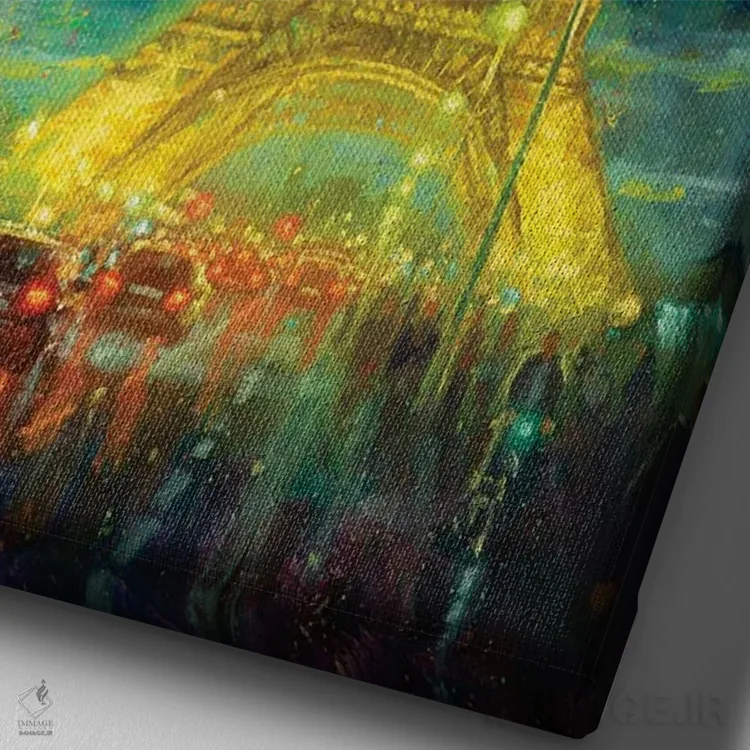 تابلو دکوراتیو Eiffel Tower Glow,پاریس، درخشش برج ایفل اثر کریستوفر کلارک - نمای نزدیک بافت بوم