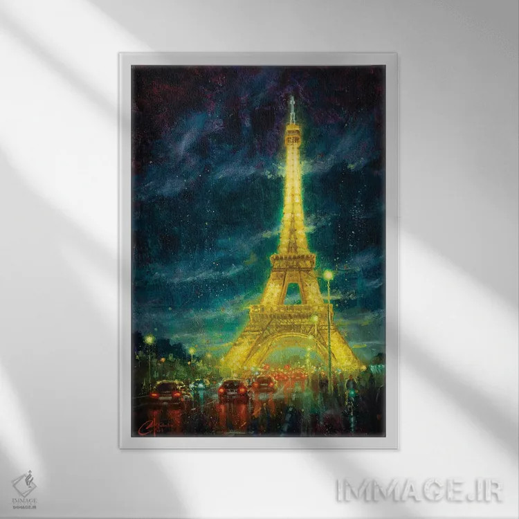 تابلو دکوراتیو Eiffel Tower Glow,پاریس، درخشش برج ایفل اثر کریستوفر کلارک - نمای قابدار سفید