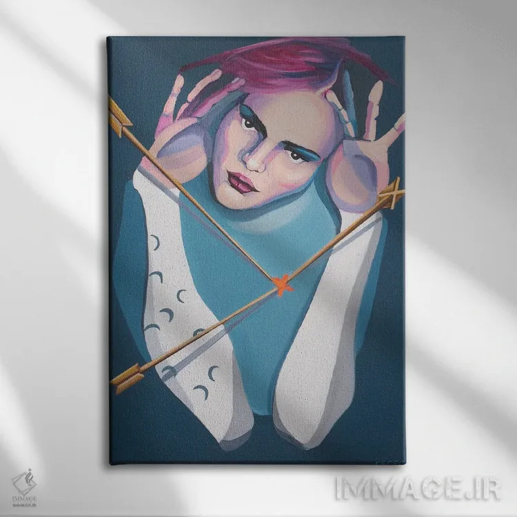 تابلو دکوراتیو زن با تیرها اثر سیسی گیدی - نمای روبهرو روی دیوار