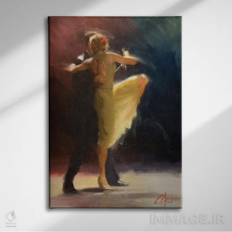 تابلو دکوراتیو تانگوی آبی اثر کریستوفر کلارک - نمای روبهرو روی دیوار