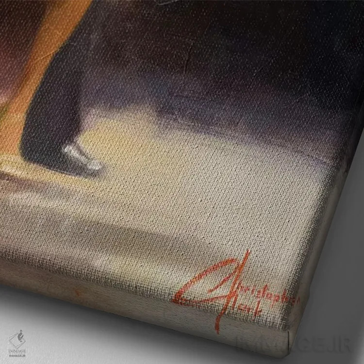 تابلو دکوراتیو تانگوی آبی اثر کریستوفر کلارک - نمای نزدیک بافت بوم