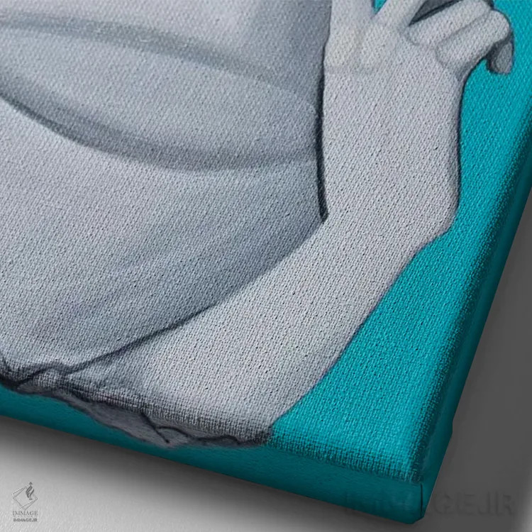 تابلو دکوراتیو سر یونانی-رومی با هدفون اثر سیسی گیدی - نمای نزدیک بافت بوم