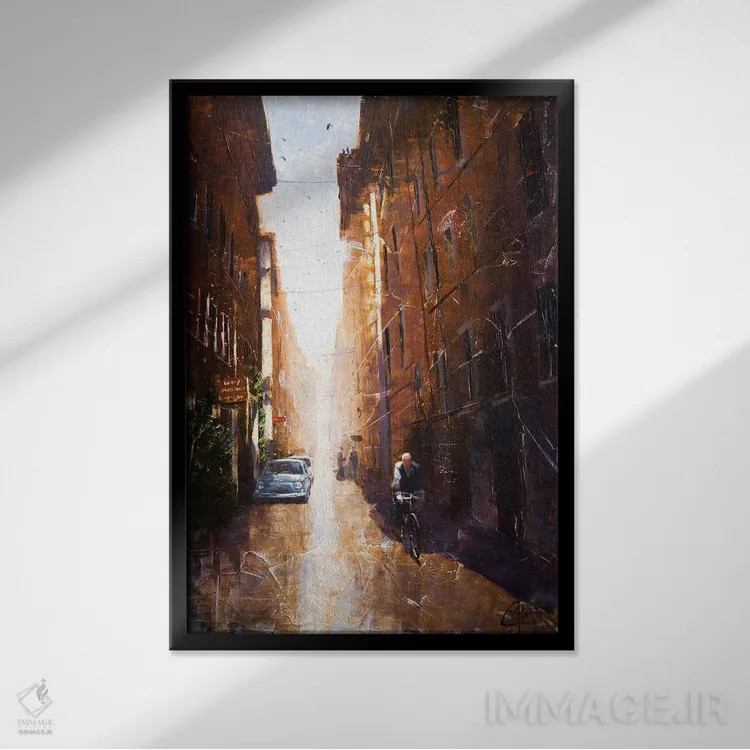 تابلو دکوراتیو کوچه ای در رم اثر کریستوفر کلارک - نمای قابدار مشکی