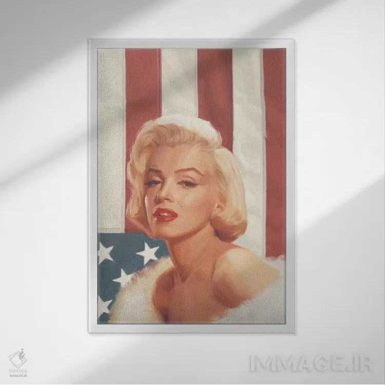 تابلو دکوراتیو مرلین واقعی آبی در پرچم اثر کریس کنسانی - نمای قابدار سفید