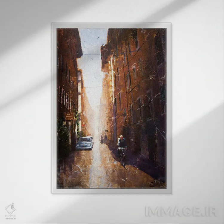 تابلو دکوراتیو کوچه ای در رم اثر کریستوفر کلارک - نمای قابدار سفید