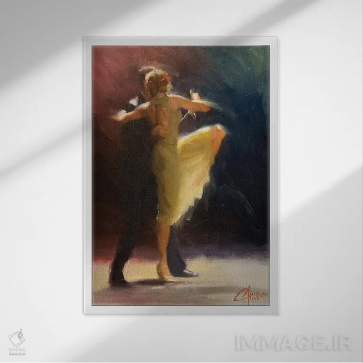 تابلو دکوراتیو تانگوی آبی اثر کریستوفر کلارک - نمای قابدار سفید