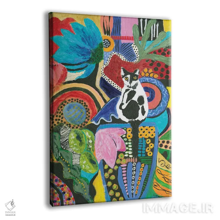 تابلو انتزاعی هم نشینی گربه موو اثر کانی کالم - نمای پرسپکتیو محصول