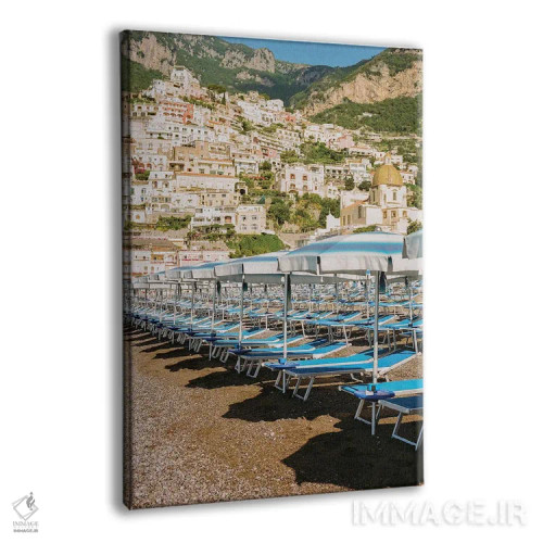 تابلو دکوراتیو ساحل پوزیتانو روی فیلم اثر بثانی یانگ - نمای پرسپکتیو محصول