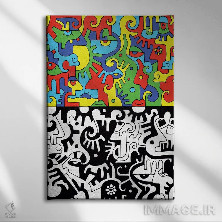 تابلو دکوراتیو رنگ به سیاهی اثر بیلی آرتیست - نمای روبهرو روی دیوار