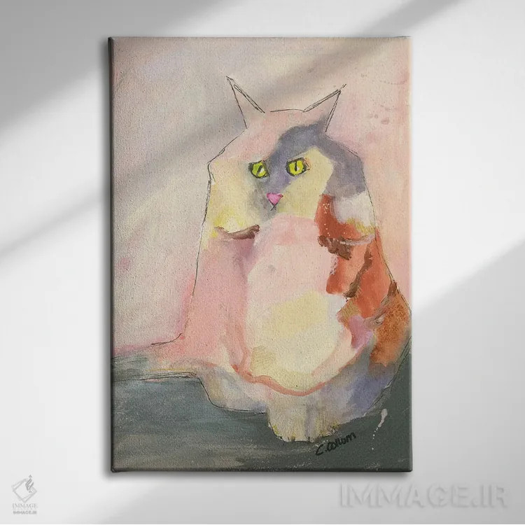 تابلو دکوراتیو گربه ملودی اثر کانی کالم - نمای روبهرو روی دیوار