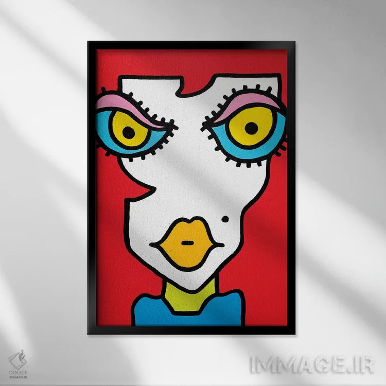 تابلو دکوراتیو مو قرمز ۱ اثر بیلی آرتیست - نمای قابدار مشکی