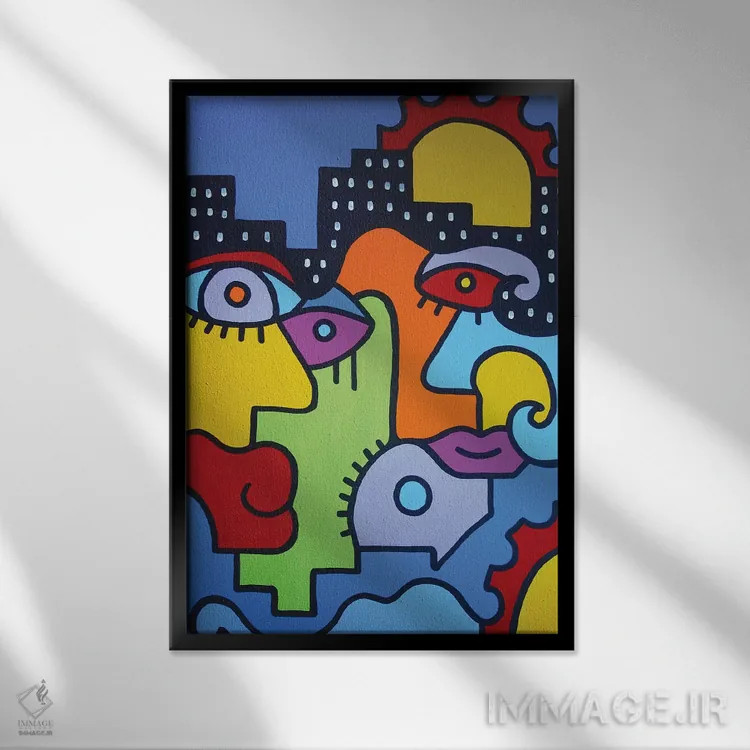 تابلو دکوراتیو تابستان در شهر ۲ اثر بیلی آرتیست - نمای قابدار مشکی