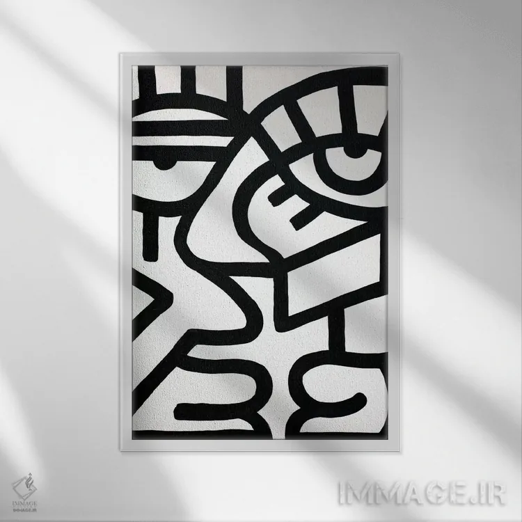تابلو دکوراتیو گفت وگو اثر بیلی آرتیست - نمای قابدار سفید