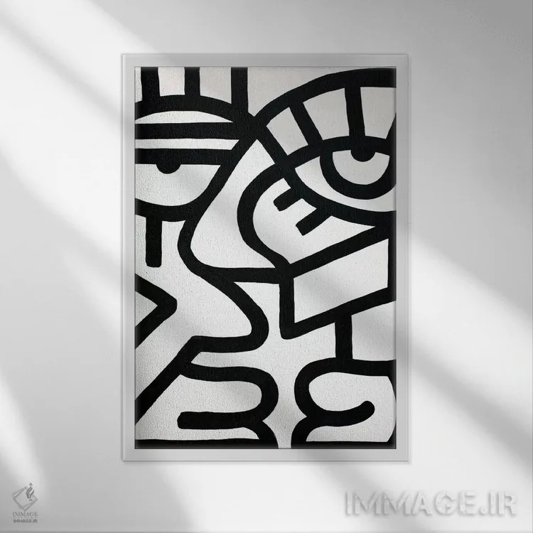 تابلو دکوراتیو گفت وگو اثر بیلی آرتیست - نمای قابدار سفید