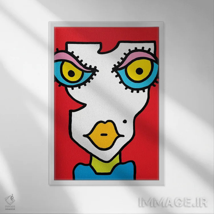 تابلو دکوراتیو مو قرمز ۱ اثر بیلی آرتیست - نمای قابدار سفید