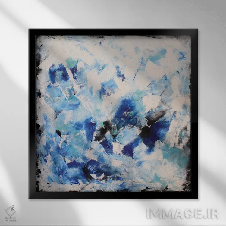 تابلو دکوراتیو برداشت آبی اثر رباورهاا کریستوا - نمای قابدار مشکی