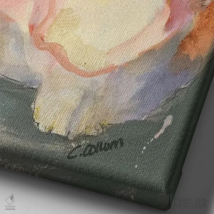 تابلو دکوراتیو گربه ملودی اثر کانی کالم - نمای نزدیک بافت بوم