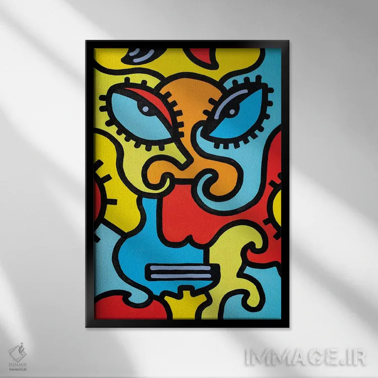 تابلو دکوراتیو نقاب شانگهای اثر بیلی آرتیست - نمای قابدار مشکی