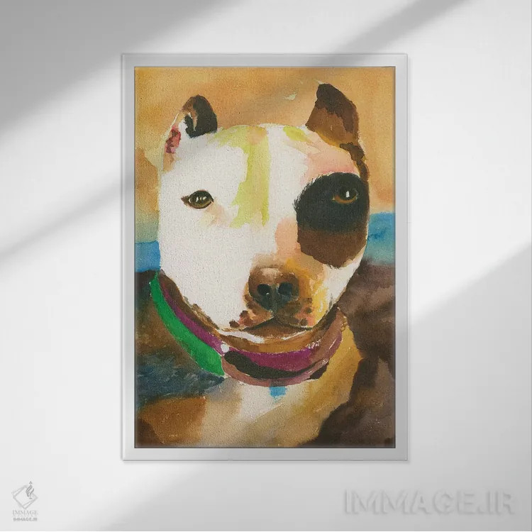 تابلو دکوراتیو پیت بول شماره ۱ اثر کانی کالم - نمای قابدار سفید