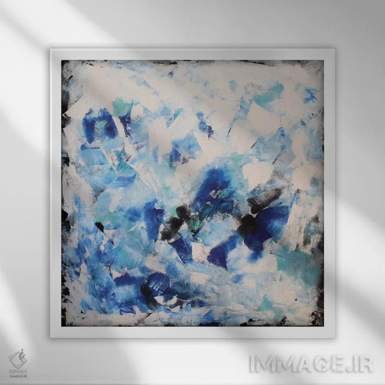 تابلو دکوراتیو برداشت آبی اثر رباورهاا کریستوا - نمای قابدار سفید